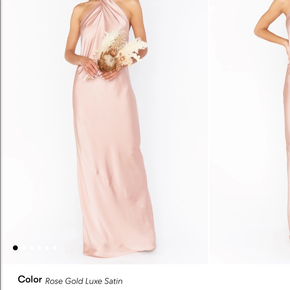 Show Me Your MUMU Luxe Rose Gold Jasmine Halter Maxi Dress
